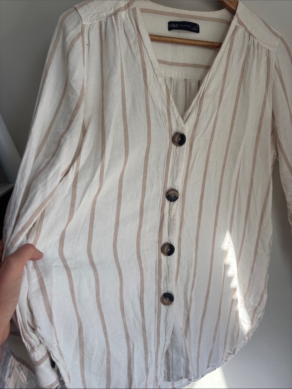 Women’s Linen Blend Striped Tunic Blouse Sz 10 Marks & Spencer - Picture 5 of 6